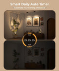 Indoor Spotlight Kit With Daily Auto Timer, 5500mAh Rechargeable Picture Lights, Wireless Dimmable LED Uplighting on wall art and plant