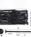 Heavy Duty Exterior Wood Screws No 14 X 4 Inch, 50 Piece Set with T30 Torx Bit, displayed in clear container