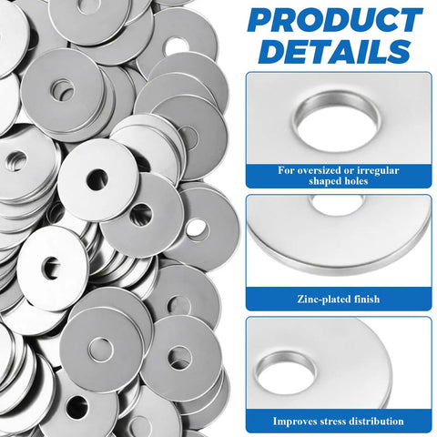 400 Count Quarter Inch Inner Diameter Fender Washers One Inch Outer Diameter Zinc Plated One And A Half Millimeter Thick Flat Washers