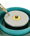 Faceting Machine With Digital Display 180W Jade Grinding Jewelry Lapidary Polishing Device showing grinding disc and tool