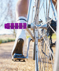 4 Pack Aluminum Alloy Bicycle Pegs For Three Eighths Inch Axles With Anti Skid Grip Fits Front And Rear For BMX Mountain Dirt Bikes Dope Green Purple.