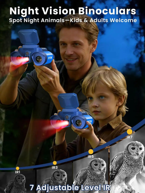 Kids Binoculars With Night Vision Camera And 10X Optical Zoom, Magic Adventures Telescope Toy Gift For Boys And Girls Ages 3 To 10 Plus, Day And Night Viewing On A Bright 2.4 Inch Screen For Outdoor Explorers, blue handheld view