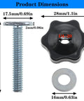 Ten Pack 1/4-20 T Track Knob Kit With Bolts And Gasket For Woodworking Jigs And Fixtures, T Track Accessories dimensions