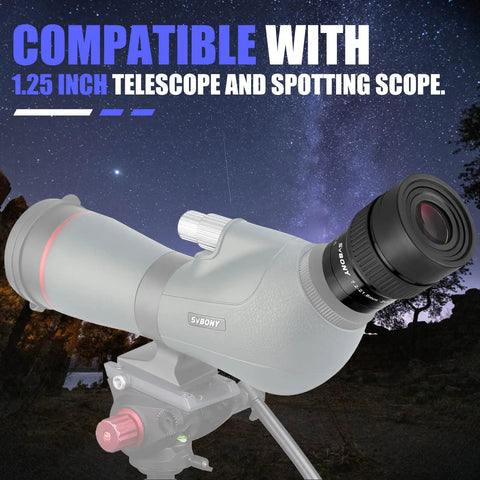 Dope Zoom Telescope Eyepiece 7.2-21.6mm 1.25 Inch FMC Optics With 7 Elements In 4 Groups on spotting scope at night