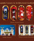 Vintage European Grand Theater Building Set With Crystal Chandelier, posters, statues, and decorations display