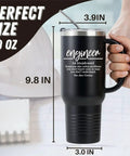 40oz Stainless Steel Tumbler With Handle Lid And Straw Black Dope Engineer Gift For Men And Women Double Wall Insulation Keeps Drinks Hot Or Cold Ideal For Civil Chemical Aerospace Pros Mentors On Birthday Or Christmas, dimensions shown