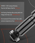 Close-up of Volvo Cab Shock Absorber Gas Type with coating thickness and coil spring details, suitable for Volvo sleeper cab 60-77 inch.