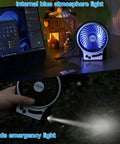 4.9 Inch Mini Desk Fan With 3 Speed Settings, Rechargeable Battery Or USB Powered, LED Light, night and outdoor use