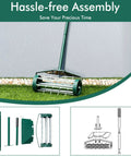 Manual Lawn Aerator with Anti Slip Handle and Tine Spikes for Effortless Lawn Care Easy Assembly tool in assembly process.