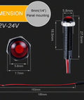 5 Pack 6mm LED Indicator Lights Black Plastic Signal Dots 12V To 24V With 1 Quarter Inch Mounting Hole And 15 Cm Wire Length Mixed Colors