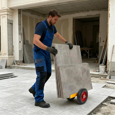 Heavy Duty Panel Dolly for Drywall and Stone Tiles 2204 Lb Capacity Two Wheel Hand Truck Cast Iron Frame Rustproof Welded Build for Glass Panels and Tile Installations used with large stone tiles