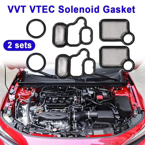 VVT VTEC Solenoid Gasket Valve Cover Set Spool Valve Filter Screen for Honda Accord Civic CRV Element Acura RDX RSX TSX 2002 2015 2 Pack Premium Replacement Kit