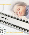 Heavy Duty 22 Inch Drawer Slides Pack Of 4 Full Extension Rails With 46mm Side Mount Ball Bearings, quiet operation, zinc plated