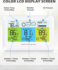 All In One Weather Station With 3 Sensors For Indoor And Outdoor Temperature Humidity Barometer Pressure Forecast With Backlight And Alerts For Home Office showing LCD display