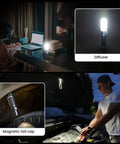Sofirn SP10 Pro BLF Anduril2 Version Mini EDC Flashlight illuminating a desk and car engine with diffuser and magnetic tail cap.