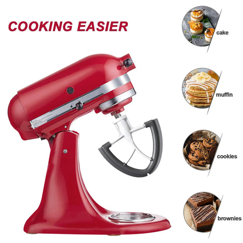 Flex Edge Beater For Tilt Head Stand Mixers Must Have Weeknight Friendly 4.5 To 5 Quart With Silicone Scraper on red mixer