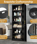 Tall Narrow Slim Steel Storage Cabinet With Lock And Five Adjustable Shelves For Kitchen Pantry Bathroom And Office Black 67 Inch Tall Go To Locker Organizer File Cabinet
