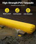 Pro Grade Flood Barrier System For Home Protection, Easy Fill Sandbag Alternative, shown installed diverting water on pavement