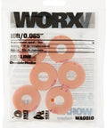 Replacement Spool And DNA2 Double Helix Line For String Trimmers 6 Pack 60 Feet Total Pre-Wound visible in Worx packaging