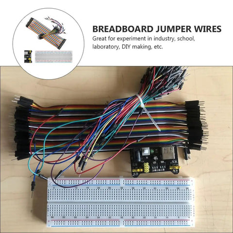 DIY Breadboard Kit With Power Supply Module And 65 Jumper Wires 40 Pin 20 Cm Leads Pro Grade Prototyping For 3.3V And 5V Electronics Starter Friendly For Class Lab Or Home Projects Portable And Easy To Use, breadboard kit with jumper wires and power module