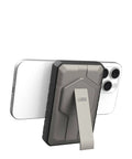 Two Port USB C Magnetic Wireless Portable Charger With 10000mAh Battery On The Go, black titanium attached to phone