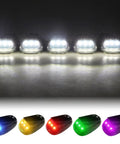 Wireless Solar Cab Lights For Truck Easy Install No Drill Roof Marker RGB LEDs In 8 Colors, lit against a dark background.