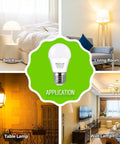 Image showing 25 Watt Equivalent A15 LED Bulbs, 3W Low Watt, E26 Base, 2700K Warm White used in various lamps and applications.