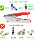 Coax Cable Crimping Tool Kit For RG6 And RG59 With Wire Stripper, Durable Compression Tool, Includes 10 RG6 F Connectors.