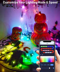 RGB Fairy String Lights 33ft With 66 LEDs App Control 44 Modes Color Changing Music Sync Waterproof Halloween Decor