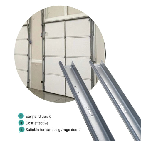 Garage Door Side Tracks Rails Replacement Kit For 8 Foot Doors With 2 Inch Rollers Galvanized Steel Vertical Tracks