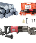 VgtHK Hydraulic Rebar Cutter For 4-16Mm Steel Rope And Round Mild Steel, handheld power tool with cutting blades and accessories.
