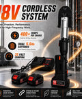 60KN Cordless Electric Pipe Crimper Tool 18V Brushless Hydraulic Press Kit with dual 5.0Ah batteries on a workspace.
