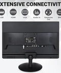 Back view of 19 Inch HD 1440x900 LED Computer Monitor With Built In Speakers, 60Hz 5ms Response, HDMI VGA AV BNC USB inputs