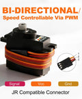 Beefy Torque Metal Gear Digital RC Servo 7.4V 10.5KG 180 Degree Angled Steering Servo with JR compatible connector and PWM control.
