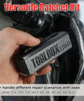 Hand holding Bike Repair Kit 13 in 1 Mini Ratchet Wrench Set With 11 Bits, Reversible Ratchet Tool for Home and Travel