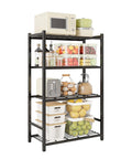 Multi Tier Metal Storage Shelves With Heavy Duty 120 Lbs Per Shelf Leveling Feet Tough As Nails Garage Kitchen Pantry Closet Organizer 24 X 11.8 X 48 Inches Black Built To Last loaded with kitchen items
