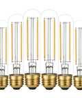Dimmable 4W LED Bulb E26 40W Equivalent Warm White 2700K 400 Lumens Tubular T9 T10 Edison Style for That Cozy Rustic Vibe Pendant Chandeliers and Wall Sconces 6 Pack displayed together