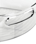 Close-up of Real Smooth Rotating Plastic Lazy Susan Tray with comfy grip handle for easy organization in kitchen.
