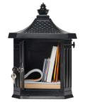 Hamilton Large Capacity Cast Aluminum Post-Mount Mailbox In Black, Heavy-Duty Weather-Resistant Build with secure locking door open