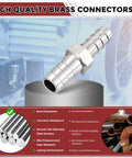 Product image of Pack Of Two 304 Stainless Steel Hose Barb Fittings Five Eighths Inch To One Half Inch With Four Clamps For Home Machines Massage Bathtubs And Irrigation Systems, highlighting connector and features.