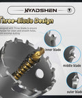 Front view: HYADSHEN 17-Pc hole saw kit with case; tungsten carbide blades, 9/16-2-1/8 in, includes bits and L-wrenches.