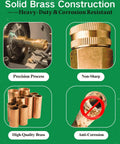 3/4 NPT To Garden Hose Adapter Swivel Connector Brass 3/4 GHT Female To 3/4 NPT Female With Washer No-Fuss Leak-Free Water Hose Fittings For Irrigation And Outdoor Faucets 2 Pack brass connector close-up