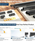 Heavy Duty 10 Ft Black Aluminum Handrails 4 Pack with various lengths showcased on wood surface for deck and railing systems.