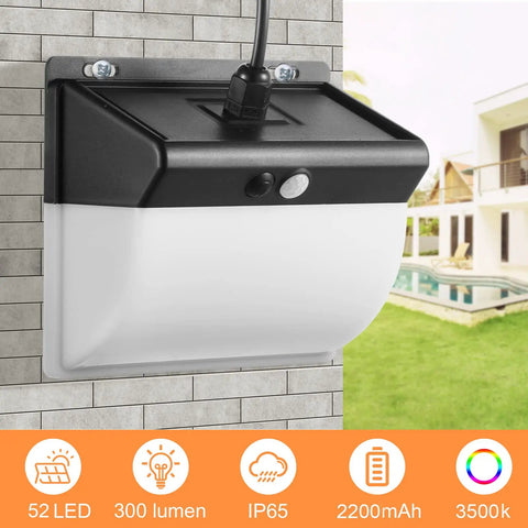 Solar Motion Lights Outdoor With Split Solar Panel, 3 Modes Dusk To Dawn Security Flood Lights, IP65 Waterproof, 270 Degree Wide Lighting Angle, 9.8ft Cable For Easy Placement, Solar Powered With Beast Bright Illumination