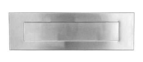 Front view of Stainless Steel Mailslot For Front Door 13 By 4 Inch Through Door Letter Plate Rustproof 304 Steel With Satin Finish