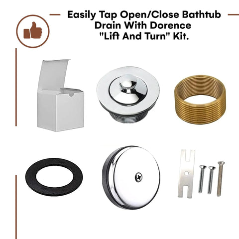 Lift And Turn Brass Bathtub Drain Stopper Kit with Overflow Conversion components displayed including stopper and screws.