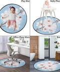 Watercolor Floral Non Skid Round Furniture Pad For Hardwood Floors Ideal For Office And Gaming Chairs, 47.2 Inch Diameter