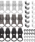 Universal Zipper Repair Kit With 48 Pieces For Jackets Jeans Bags Luggage DIY Fix Includes Automatic Lock Sliders And Stops