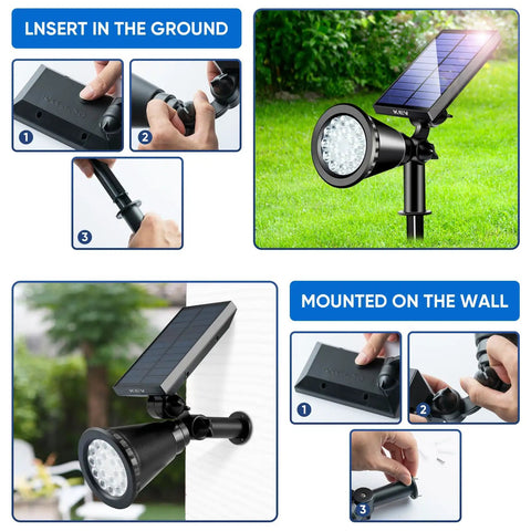 Hella Bright 800 Lumen Solar Spot Lights Outdoor Adjustable IP65 Waterproof Flood Fixtures For Backyard Driveway Patio Lawn And Yard Landscaping Cool White 4 Pack