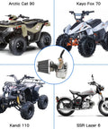 Collage of ATVs and dirt bike showcasing 19Mm Carburetor Choke Cable Works With 50Cc 70Cc 90Cc 110Cc 125Cc ATVs Go Karts Dirt Bikes